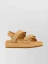Tory Burch Raffia Kira Open Toe Textured Sole Sandals In Neutral