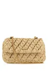 Tory Burch Raffia Mini Kira Shoulder Bag In Brown