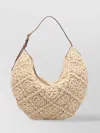 Tory Burch Raffia Monogram Balloon Crochet Shoulder Bag In Neutral