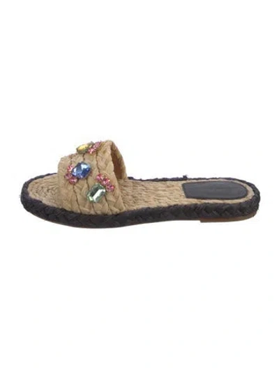 Pre-owned Tory Burch Raffia Patterned Espadrilles In Neutral