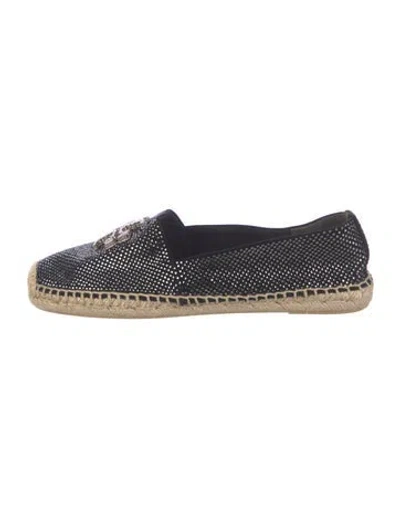 Pre-owned Tory Burch Raffia Printed Espadrilles In Black