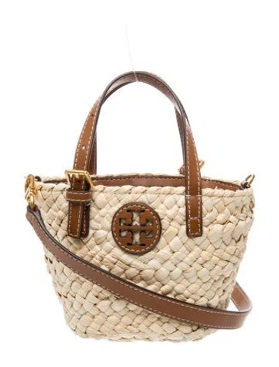 Pre-owned Tory Burch Raffia Shoulder Bag In Neutral