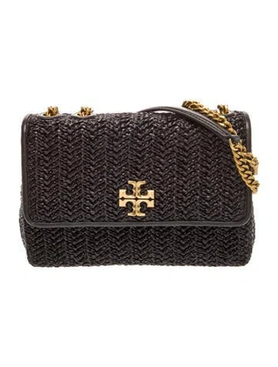 Pre-owned Tory Burch Raffia Shoulder Bag W/ Tags In Black
