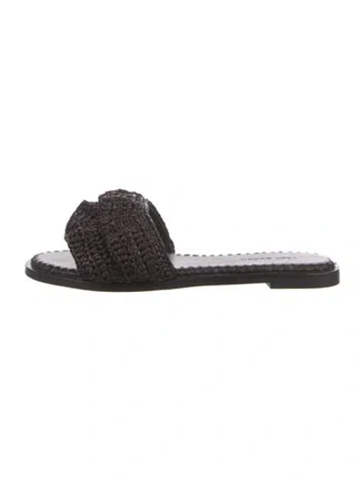 Pre-owned Tory Burch Raffia Slides In Brown