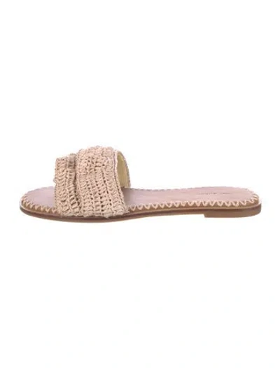 Pre-owned Tory Burch Raffia Slides In Neutral
