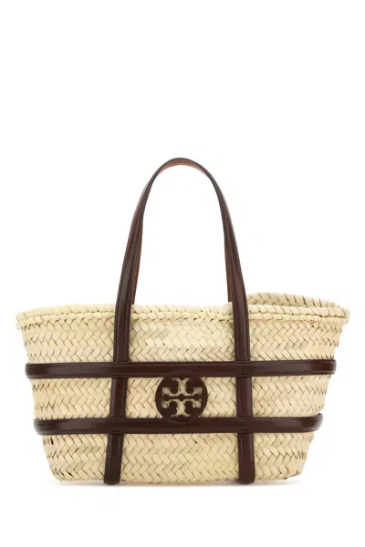 Tory Burch Raffia Small Ella Bucket Bag In Brown