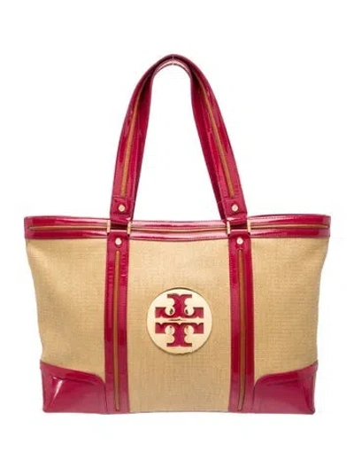 Pre-owned Tory Burch Raffia Tote In Neutral