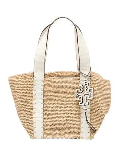 Pre-owned Tory Burch Raffia Tote In Neutral