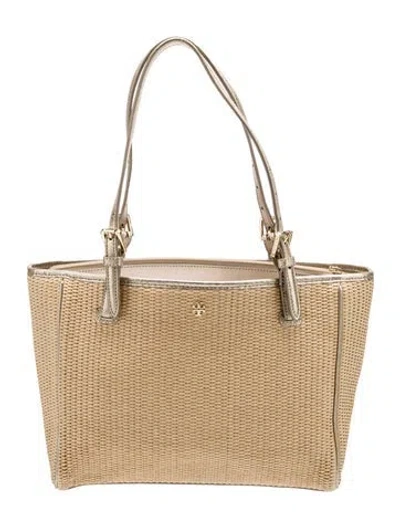 Pre-owned Tory Burch Raffia Tote In Neutrals