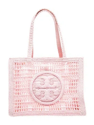 Pre-owned Tory Burch Raffia Tote In Pink