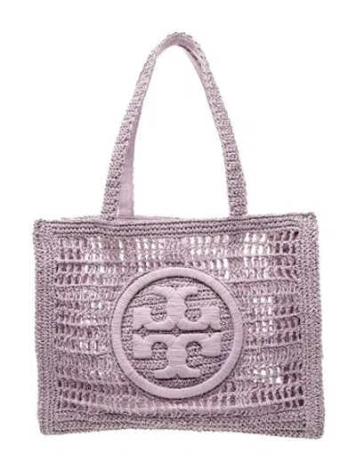 Pre-owned Tory Burch Raffia Tote In Purple