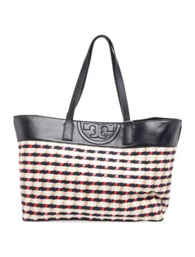 Pre-owned Tory Burch Raffia Tote W/ Tags In Blue