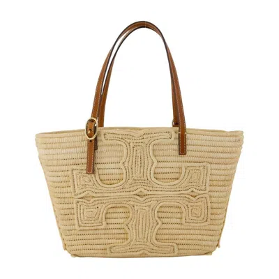 Tory Burch Raffia Woven Tote Bag  Beige