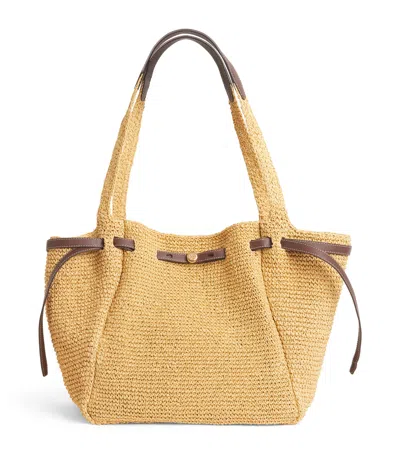 Tory Burch Raffia-leather Romy Tote Bag In Sand