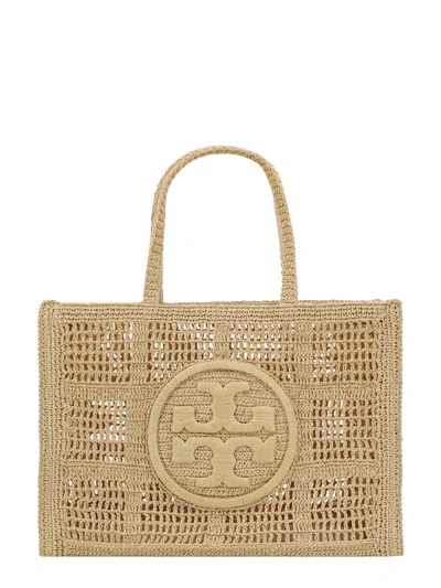 TORY BURCH RAFIA SHOULDER BAG WITH EMBROIDERED LOGO