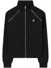 Tory Burch Bonded Crepe Zip-up Track Jacket In Black
