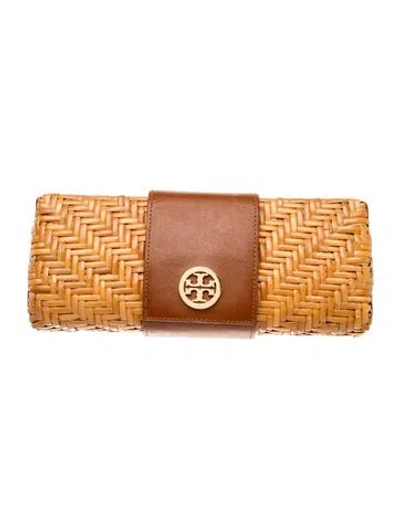 Pre-owned Tory Burch Rattan Clutch In Neutral