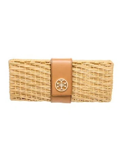 Pre-owned Tory Burch Rattan Clutch In Neutrals