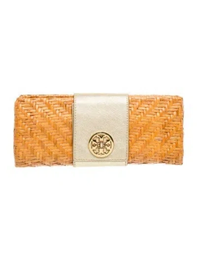 Pre-owned Tory Burch Rattan Clutch In Neutrals