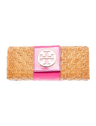 Pre-owned Tory Burch Rattan Clutch In Pink