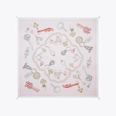 Tory Burch Rattles Silk Square Scarf In Pink