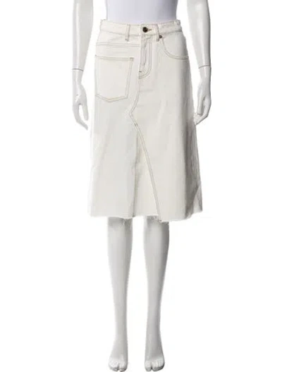 Pre-owned Tory Burch Raw-edge Trim Midi Length Skirt In Neutrals