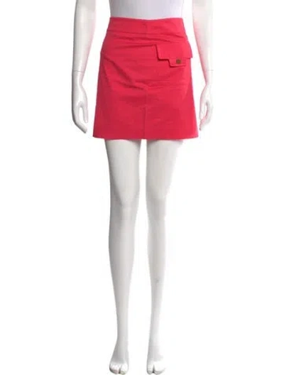 Pre-owned Tory Burch Raw-edge Trim Mini Skirt In Pink