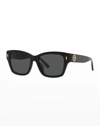 Tory Burch Rectangle Acetate Sunglasses In Black
