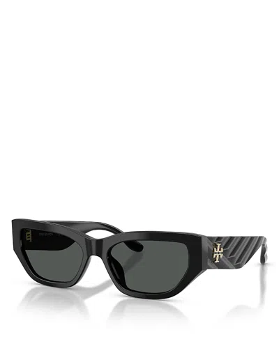 Tory Burch Rectangular Sunglasses, 55mm In Black