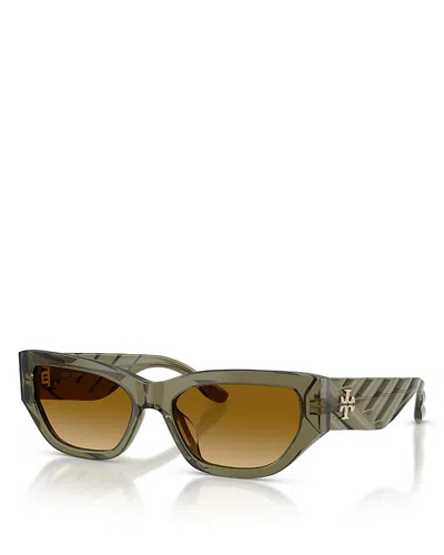 Tory Burch Rectangular Sunglasses, 55mm In Brown