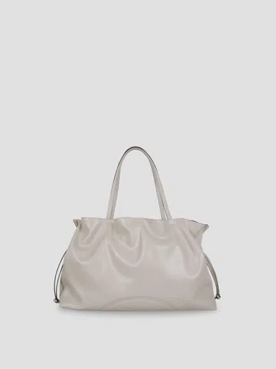 Tory Burch Recycled Drawstring Mini Tote Handbag In Gray