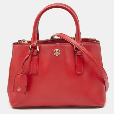 Pre-owned Tory Burch Red Leather Medium Double Zip Robinson Tote