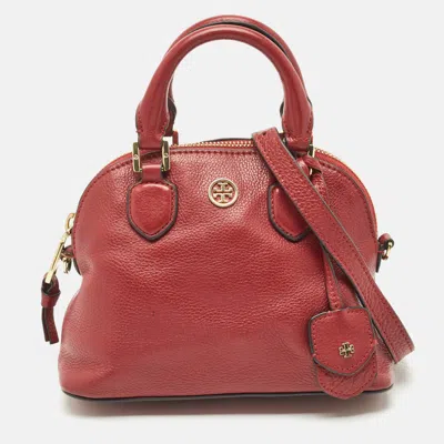 Pre-owned Tory Burch Red Leather Mini Robinson Dome Satchel