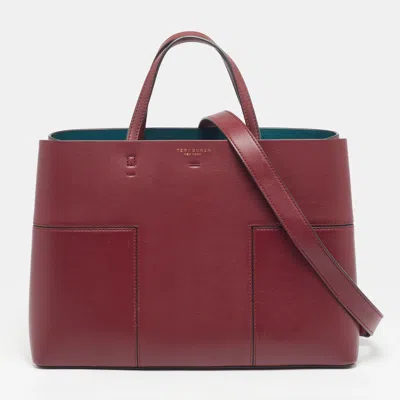 Pre-owned Tory Burch Red Leather Shopper Tote