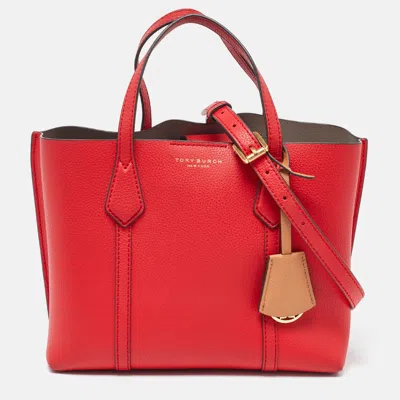 Pre-owned Tory Burch Red Leather Small Perry Triple-compartment Tote
