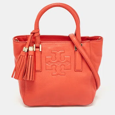 Pre-owned Tory Burch Red Leather Thea Bucket Shoulder Bag