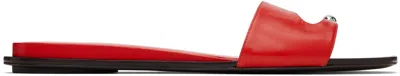 Tory Burch Red Pierced Sandals In Blazing Red / Silver
