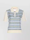 Tory Burch Patterned Front Top With Classic Polo Collar