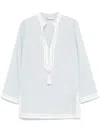 Tory Burch Silk Blend Viscose Dress In White