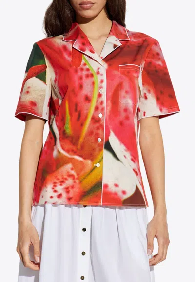 Tory Burch Relaxed Floral Shirt In Red