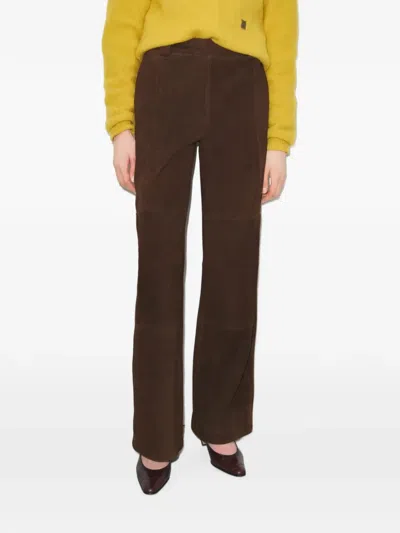 Tory Burch Relaxed-fit Suede Pants In Brown