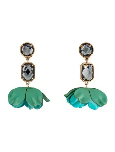 Pre-owned Tory Burch Resin & Crystal Clip-on Earrings In Multi