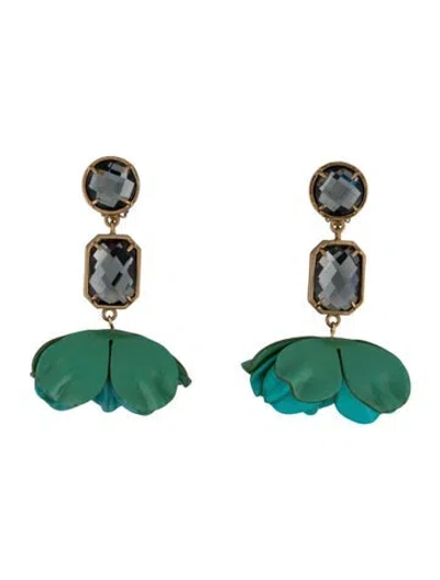 Pre-owned Tory Burch Resin & Crystal Clip-on Earrings In Multicolor