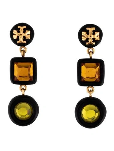 Pre-owned Tory Burch Resin & Crystal Drop Earrings In Multicolor