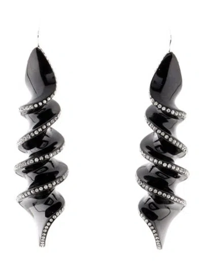 Pre-owned Tory Burch Resin & Crystal Spiral Earrings In Multi