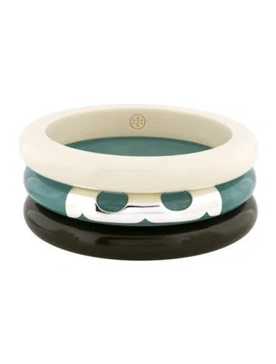 Pre-owned Tory Burch Resin Bangle Bracelet Set, 8" In Multi