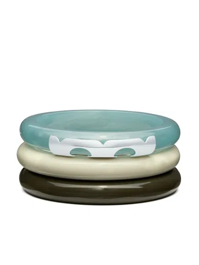 Tory Burch Set Of 3 Resin Bangles In Lilac/yellow/ivory
