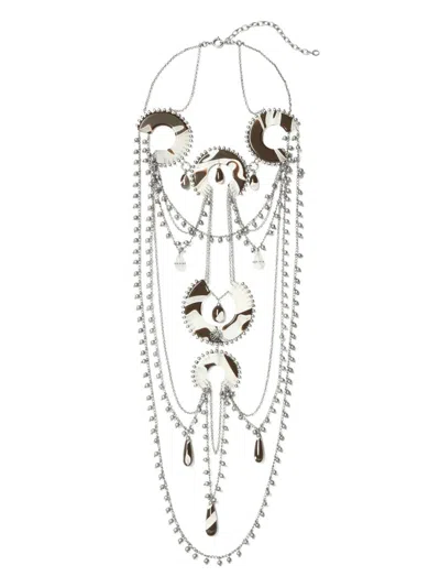 Tory Burch Bead And Resin Necklace In Metallic