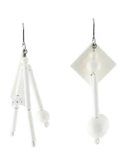 Pre-owned Tory Burch Resin Beaded Mismatched Drop Earrings In Multicolor