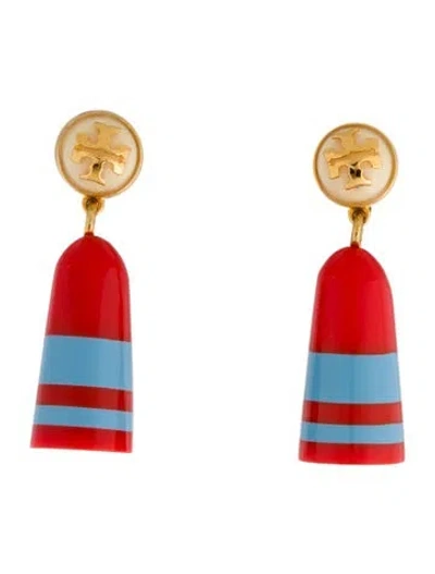 Pre-owned Tory Burch Resin Buoy Drop Earrings In Multi